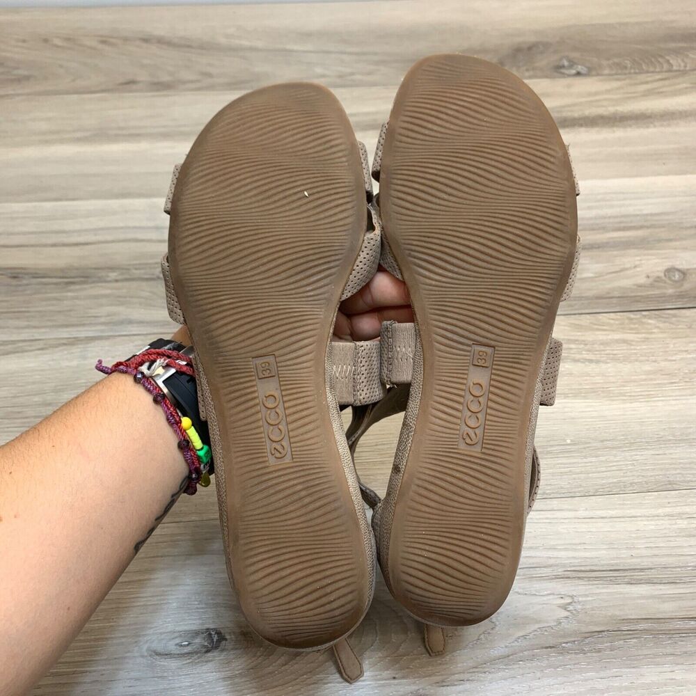 Ecco Sandals Womens 39 US 8 Bouillon Brown Criss Cross Leather Strappy Gladiator - Picture 9 of 12